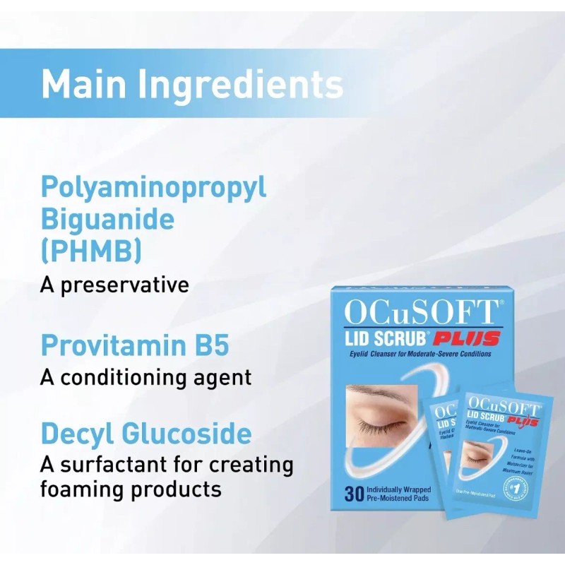 OCuSOFT Lid Scrub Plus Cleans Comforts Soothes Eyelids - 30