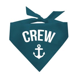 Crew with Anchor Dog Bandana | Dog Bandana | 100% Cotton | Made in USA | Lake & Boats | Outdoors & Fishing & Camping | Father's Day | Summer | Teal, One Size (265)