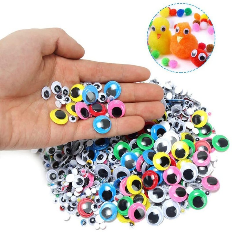 HappyHome Doll Eyes, Moving Eyeball Stickers, Set of 1,500, Round,