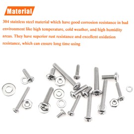 HELIFOUNER 880 Pieces #6-32#8-32#10-24 Phillips Pan Head Machine Screws Nuts Washers Assortment Kit, Coarse Thread, Fully Machine Threaded, 304 Stainless Steel