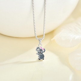 PAVELS Children's Koala Jewellery Set - Stud Earrings and Chain for Girls Made of Genuine 925 Silver - Cute Animal Motif Jewellery for Children - Gift Idea for Girls, Silver
