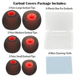 DMZHY Ear Bud Replacement Pieces Silicone Ear Tips Earbud Tips Replacement Earbud Tips Earbud Cover Silicone Fit for in-Ear Headphones(Inner Hole from 3.8mm-5.1mm Earphones) 9 Pairs SML Red/Black