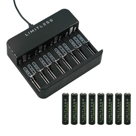 Limitless Universal NiMH Battery Charging System with Rechargeable Batteries (AAA)