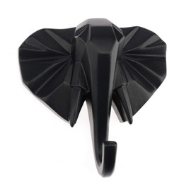 Kepfire Resin Elephant Head Animal Wall Mounted Hook Black Jewelry Key Scarf Bag Hanger Robes Coat Rack Home Decoration for Bedroom Living Room Cloakroom