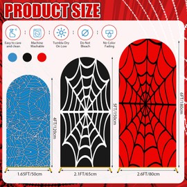 Tingjoo 3 Pcs Spider Web Arch Backdrop Cover Set 4Ft 5Ft 6Ft Spider Birthday Party Decorations Polyester Arch Stand Cover for Photo Props Cosplay Wedding Baby Shower Backdrop Decor