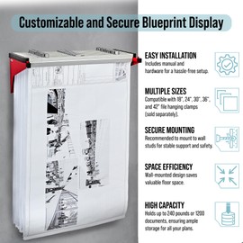 Adir Blueprint Wall Rack - Blueprint Plans Organizer and Construction Plan Holder - Poster Display and Map Rack for Office and Home