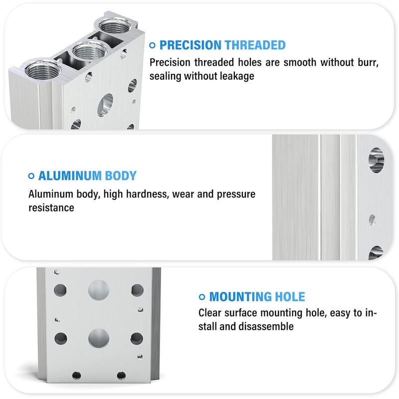 TAILONZ PNEUMATIC 300M 3-Position Manifold 4V310-10 3/8 Inch Solenoid Valve