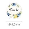 50 Stickers Thank You Flower Motif Round Diameter 4.5 cm