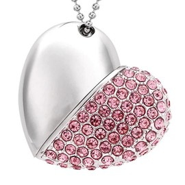 USB Memory 64GB USB 3.0 & USB 2.0 Small Heart Shaped USB Memory with Key Holder for Women Gift (64GB Capacity)