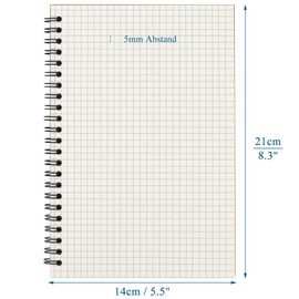 ZCZN ZCZN Notizbuch A5 kariert, 6 Stück Spirale Notizblock, 60 Blatt, Heft für Büro und Schule