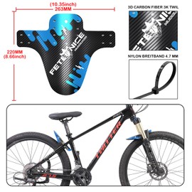 FETESNICE 2 Stück Kohlefaser Textur Mountainbike Schutzblech MTB Fahrrad vorne hinten Kotflügel DH Radfahren 24/26/27,5/29 Schutzbleche Mountainbike (Blue)