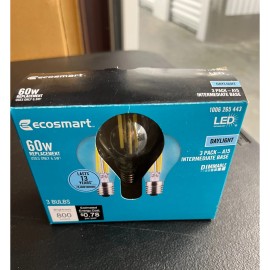 Eco-Smart 3pk Ecosmart 60W LED Light Bulb A15 Dimmable Fan Clear Glass Filament Day Light
