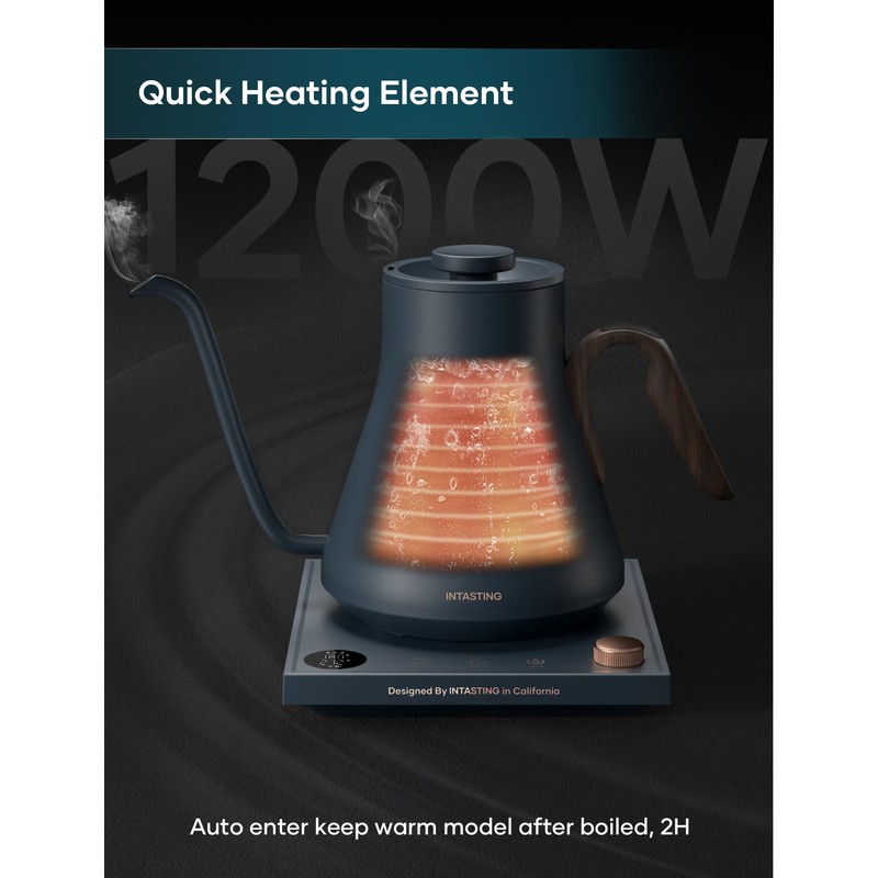 Electric Kettles, INTASTING Gooseneck Electric Kettle, ±1℉ Temperature Control, Stainless