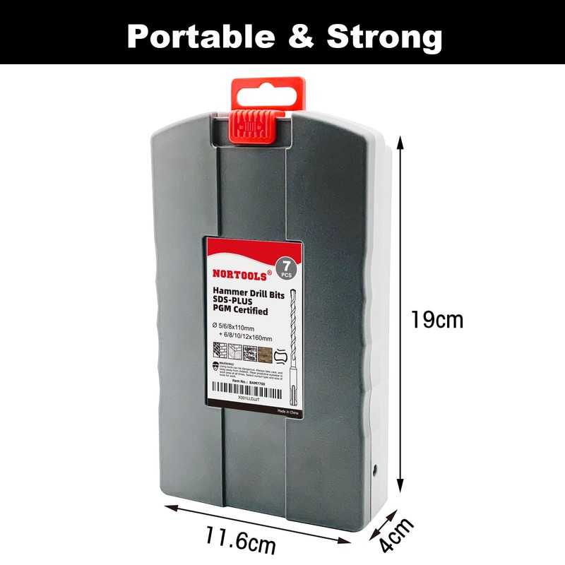 NORTOOLS SDS Plus Hammer Drill Bits 7 PCS Rotary Hammer
