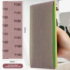 Sruhrak Mesh Sanding Strips 80 X 230mm，25 Pieces Professional Sanding Mesh with P180 Grit, For Hand Sanding, Orbital Sanders and Hand Sanding Block
