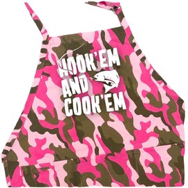 ApronMen, Hook 'Em Cook 'Em BBQ Grill Adjustable Apron for Men, Pink Camo, One Size