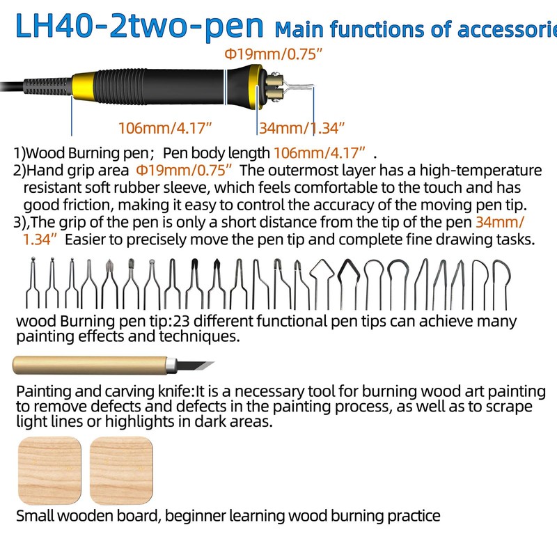 FIRElood Wood Burning Tool, Wood Burner kit Pen 25~750℃, Wood