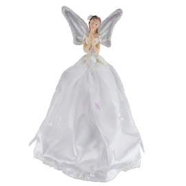 Theme Machine Christmas Tree Angel Decoration 23cm White with Glitter Detail