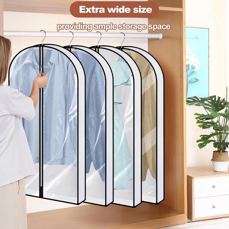 Preocea 4 Pack Garment Bags Suit Covers, Clear, 127 cm,