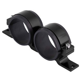 60mm Car Fuel Pump Mounting Bracket, Universal Aluminum Alloy 60mm Car Fuel Pump Mounting Bracket Dual Filter Clamp Cradle(black)