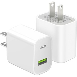 Paquete de 2 bloques de cargador USB C, cargador de pared tipo C de doble puerto de carga rápida, adaptador de corriente de 20 W, cubo para iPhone 14/14 Pro/14 Pro Max/14 Plus/13/12/11, XS/XR/X, iPad,