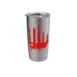 Shanghai Skyline Chinese Flag China Asia Art Love Shanghai Stainless Steel Insulated Tumbler