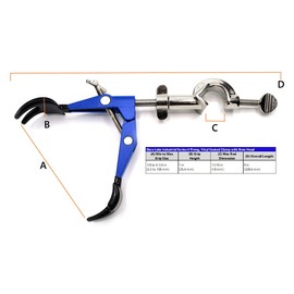 4 Prong, Vinyl Coated Clamp on Swivel Bosshead - 4.1" Max Clamp Opening, Bosshead fits up to 18mm Rods - Powder Coated Zinc Alloy Clamp - Research, Industrial Laboratory Grade - Eisco Labs