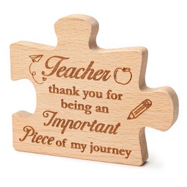 Teacher Appreciation Puzzle - Thank You for Being an Important Piece – Teacher Desk Decor | Classroom & Office – Teacher 2025 – Solid Beech Wood Laser-Engraved – Shelf Display