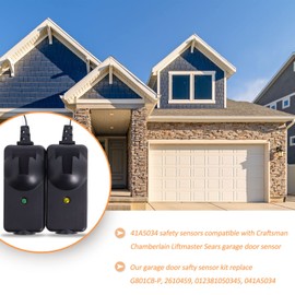 Universal Garage Door Sensors Compatible with Chamberlain Liftmaster Sears Craftsman Garage Door Openers, 41A5034 G801CB-P Garage Door Safety Sensor Kit with 2 Mounting Brackets