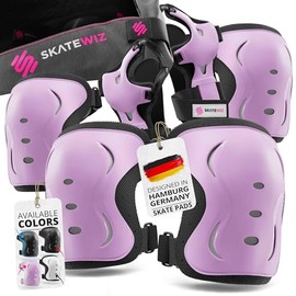 SKATEWIZ - Rodilleras de skate para niños, coderas y muñequeras para patinaje sobre ruedas [6 piezas] Equipo de protección contra patinaje climático neutro para adultos y niños, patines y patines