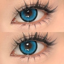 2 Stück Kontaktlinsen - Grün Monatslinsen mit Stärke – Leidenschafts-Manga Grün Kontaktlinsen farbig DIA 14.20mm Farblinsen + Linsenbehälter(-7.50 Dioptrien)