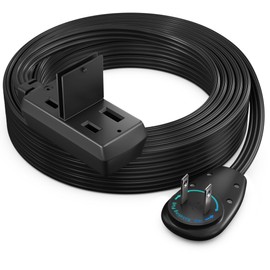 Maximm Cable 15ft 360° Rotating Flat Plug Extension Cord/Wire, 16 AWG Multi 3 Outlet Extension Wire, 2 Prong with Safety Cover - Black - UL Certified