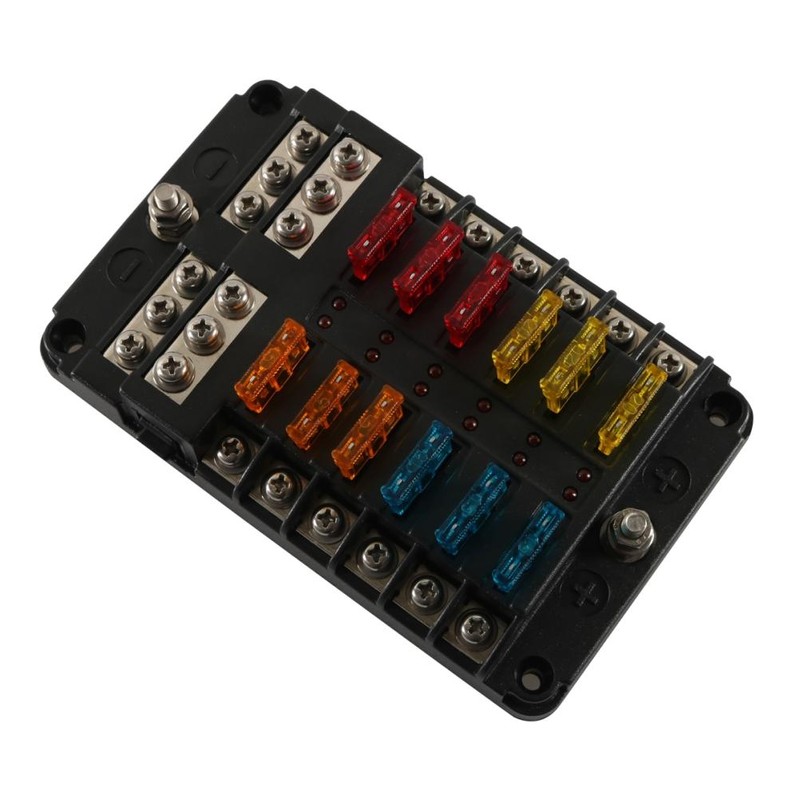 12 Way Fuse Box with Negative Terminals and Fuse Wire