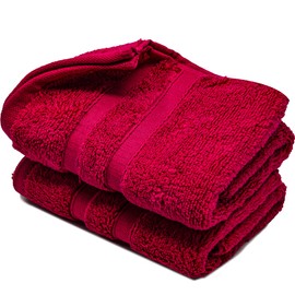Hand Towels 600gsm ZERO TWIST Cotton Highly Absorbent & Quick Dry Luxury Hotel Quality Luxe Collection Fade Resistant 50x80cm (Cranberry Red, Pack Of 2)
