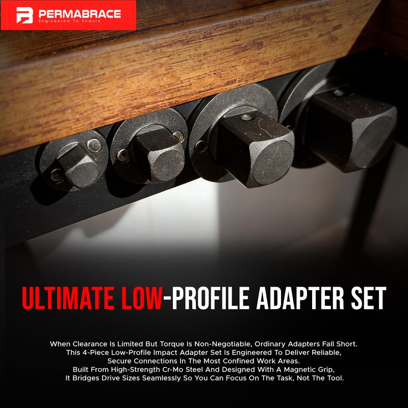 4-Piece Low Profile Impact Socket Adapter Set - Drive Size