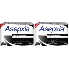 ASEPXIA Carbón Detox Jabón en Barra, Efecto purificante, remueve toxinas e impurezas, disminuye grasa y brillo y previene imperfecciones, Barra de... 