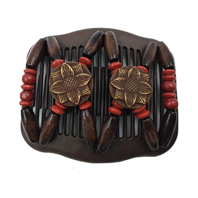 LOVEF 4 Pcs Wood Double Combs Magic Hair Clips Women