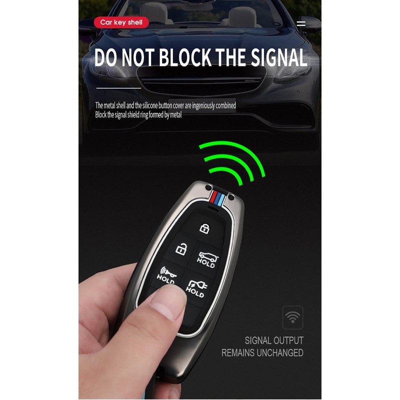 HIBEYO 6 Button Key Fob Cover for Hyundai Sonata 2020
