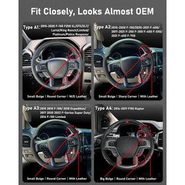 Belinous Leather Steering Wheel Cover Lace Up, Compatible with Ford (Black)