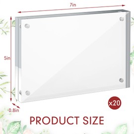 20 Pcs Acrylic Picture Frame Clear Acrylic Photo Frame Magnetic Desktop Display Double Sided Acrylic Frame 20 mm Thickness Freestanding Photo Frames for Bedroom Living Room Home Office (5 x 7")