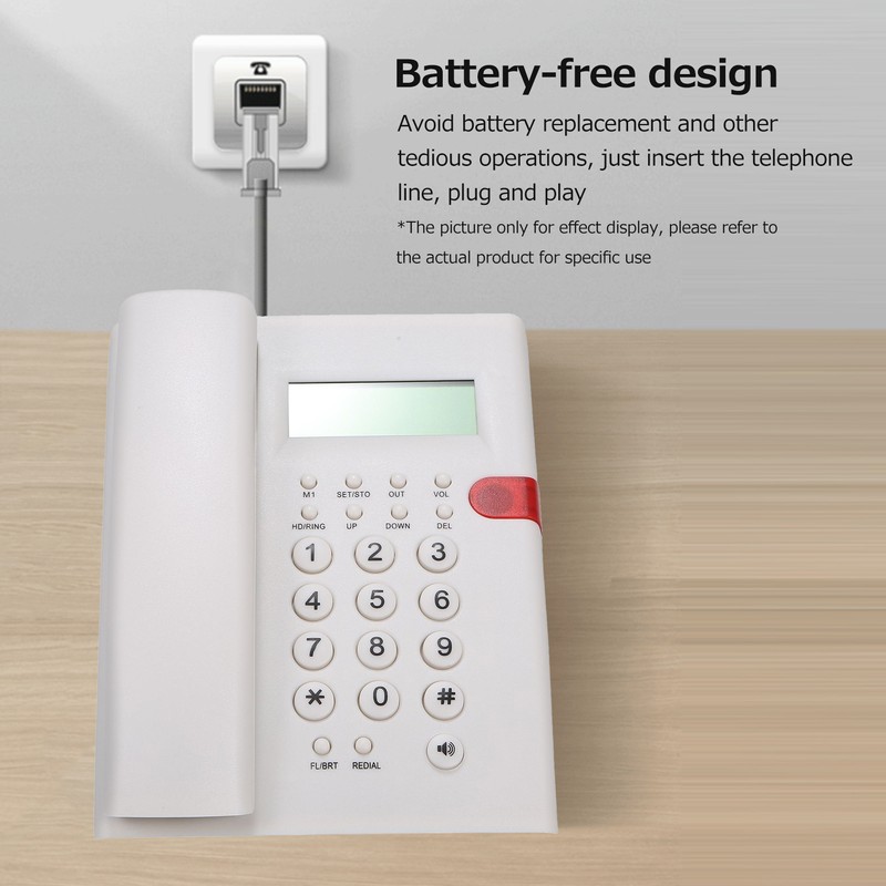 Desktop Battery-free Landline Telephone with Caller Identification Adjustable LCD Screen