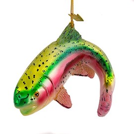 Noble Gems Kurt Adler Glass Rainbow Trout Fish Ornament, 4.75-Inch