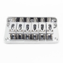 HARSKIYER Silver Adjustable 6 String Guitar Bridge, Metal Fixed Top Load Guitar Tailpiece Guitar Fixed Bridge Hardtail Saddle Bridge Guitar Parts for 6 String Guitar