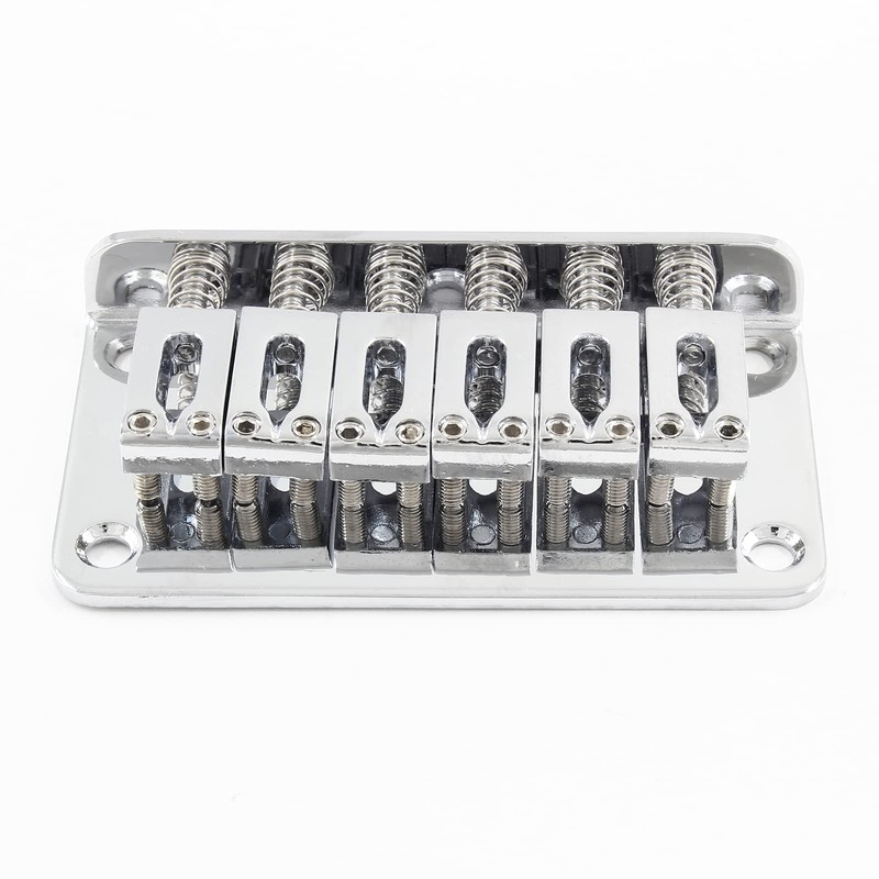 HARSKIYER Silver Adjustable 6 String Guitar Bridge, Metal Fixed Top