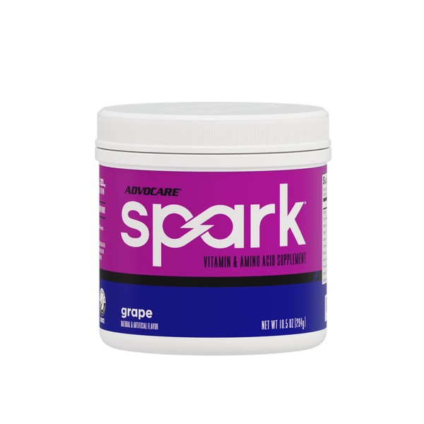 AdvoCare Spark Vitamin & Amino Acid Supplement - Focus & Energy Supplement Mix - Powdered Energy Supplement Mix - Powder Supplement Mix - Amino Acids - Grape - 10.5 oz