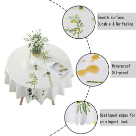 Bettery Vinyl Round Table Cover Wipe Clean PVC Tablecloth, Round - 40 Inch