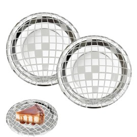 Bliceon 25 Pcs Silver Disposable Disco Ball Plates - 7" Party Plates for 70s Disco Theme, Bachelorette, Weddings, Birthdays and Decorations - for Festive Celebrations