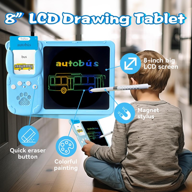 HALCONTORNO Drawing Writing Tablet for Toddlers - English German Flash