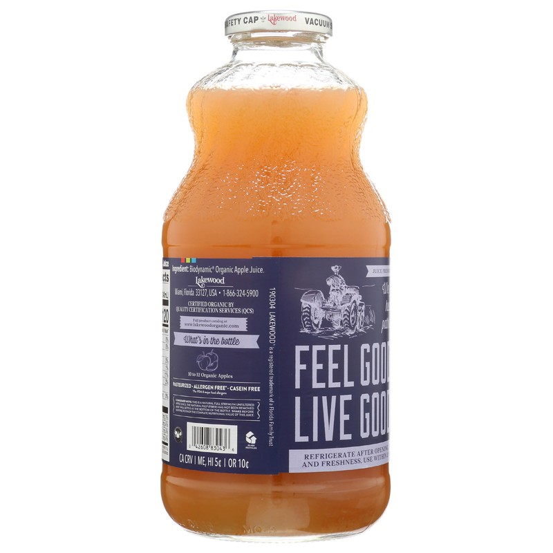 Lakewood Organic Pure Apple Juice, 32 FZ