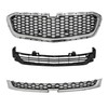 TJHSM 3Pcs Front Bumper Grille Black with Chrome Trim Set